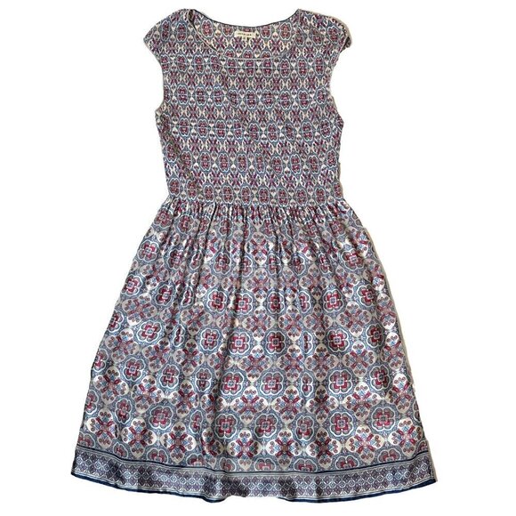 Max Studio Cap Sleeve Crew Neck Short Semi Sheer Printed Dress Size XL - Picture 1 of 5